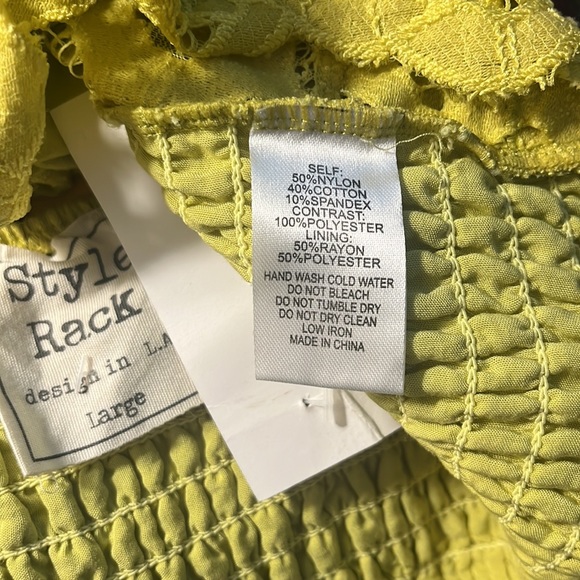 Lace Crochet Spaghetti Strap Bralette - Lime Green/Yellow - Picture 4 of 4